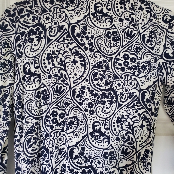 Boden size 8 navy blue wrap around v-neck dress 3/4 long sleeves - Picture 3 of 9